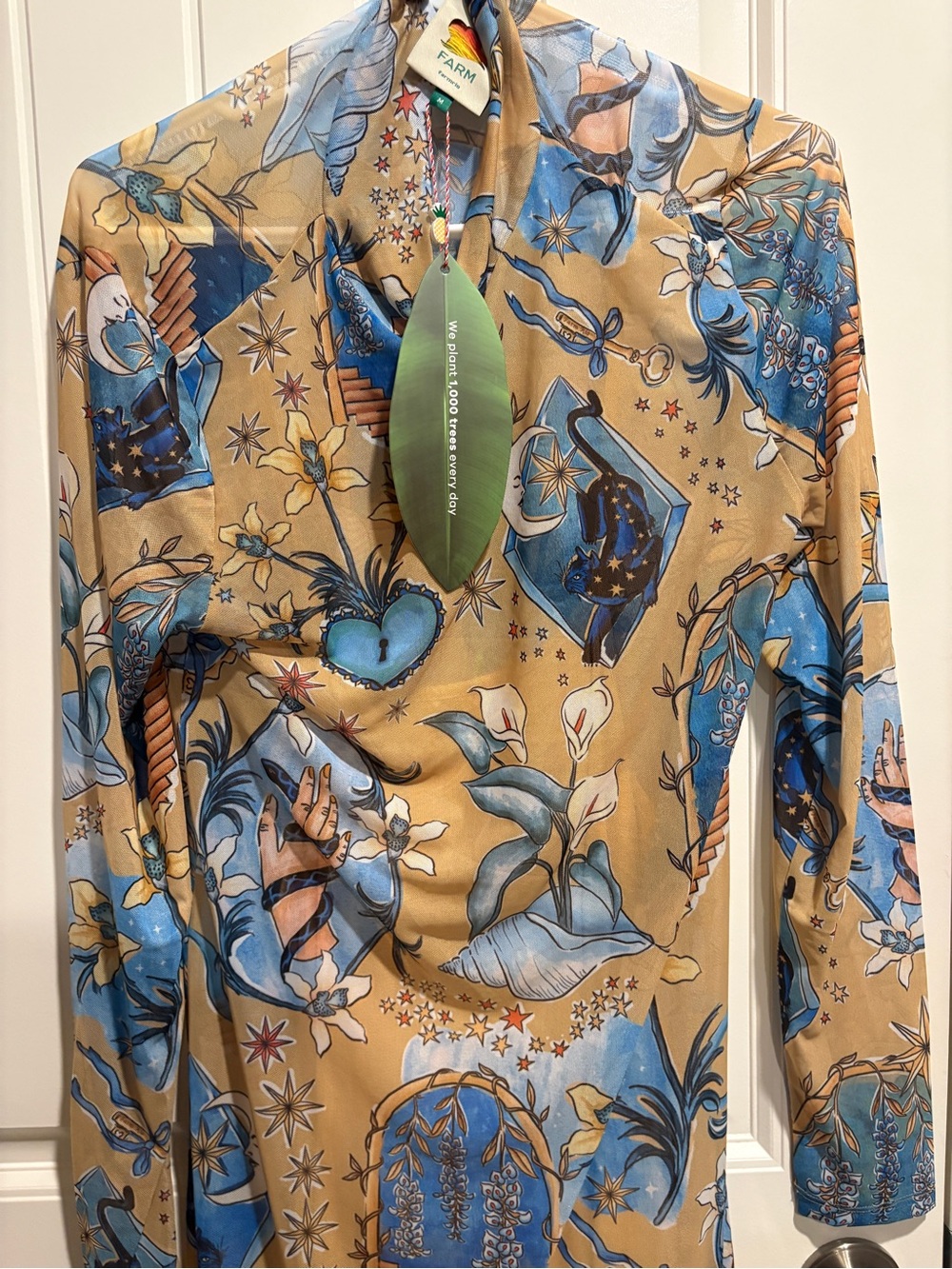 FARM Rio Mystic Sand Long Sleeve Dress M/L - Picture 2 of 5